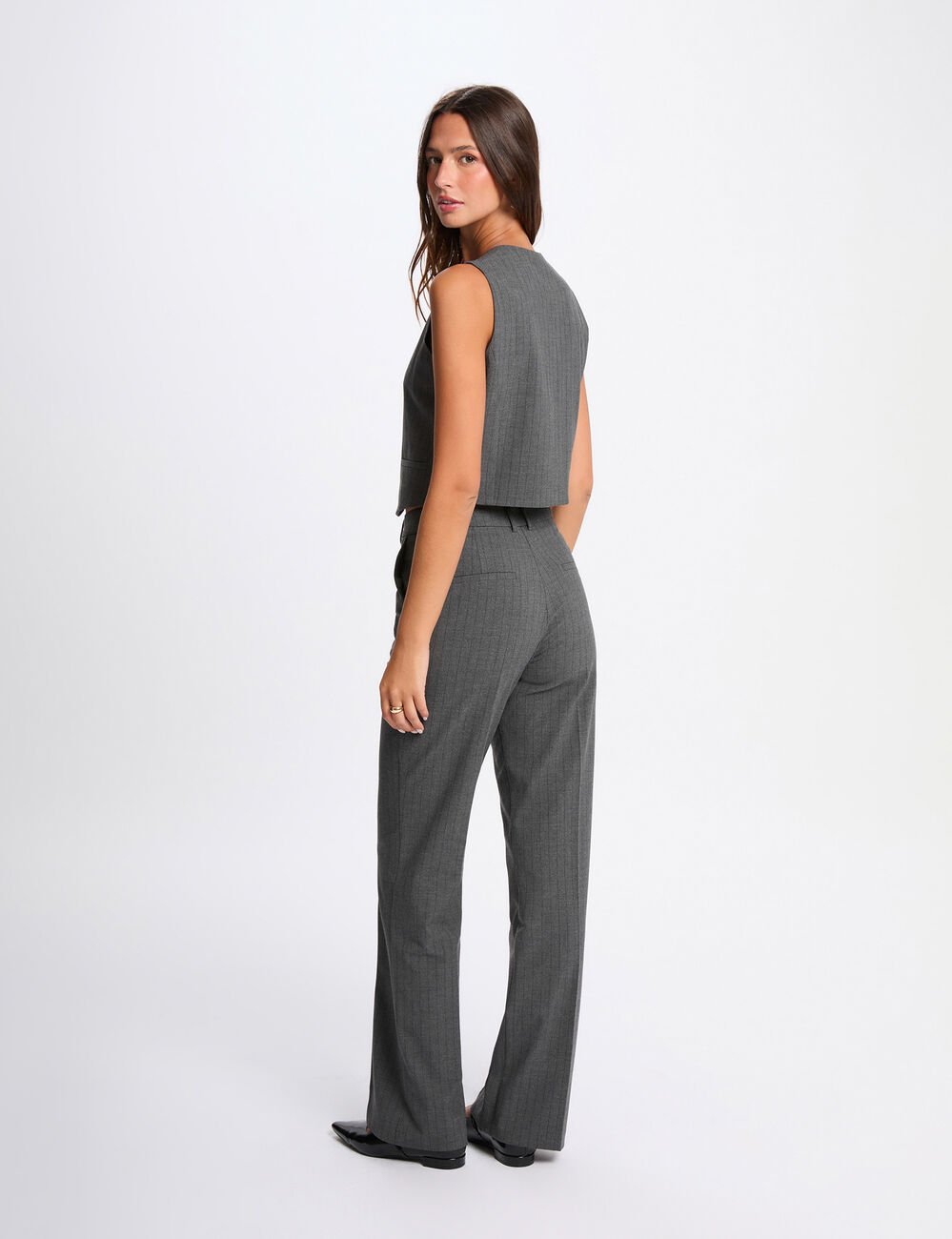 Broek met wijde pijpen mediumgrijs vrouw