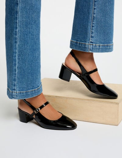 Sandales &agrave; talon noir femme