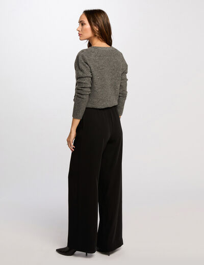 Wijde broek met plooien zwart vrouw
