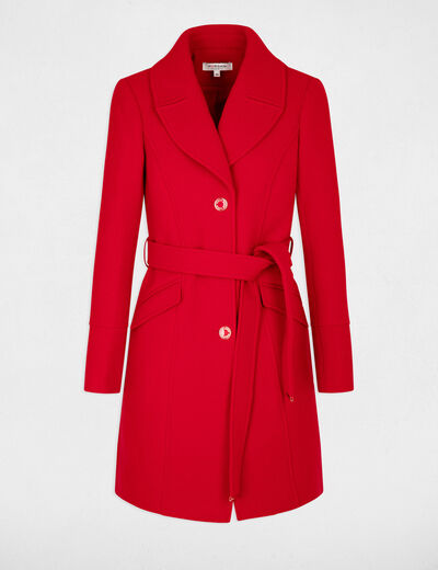 Jas met lange riem rood vrouw