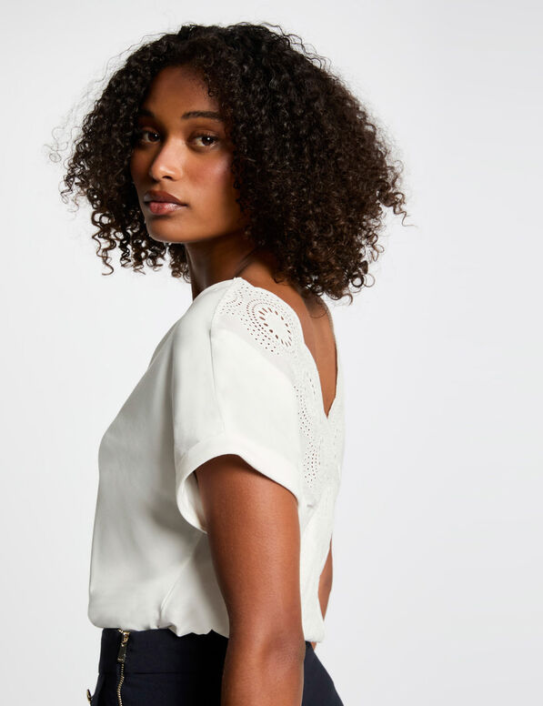 T-shirt met korte mouwen helder wit vrouw