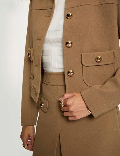 Veste courte sans manches sable femme