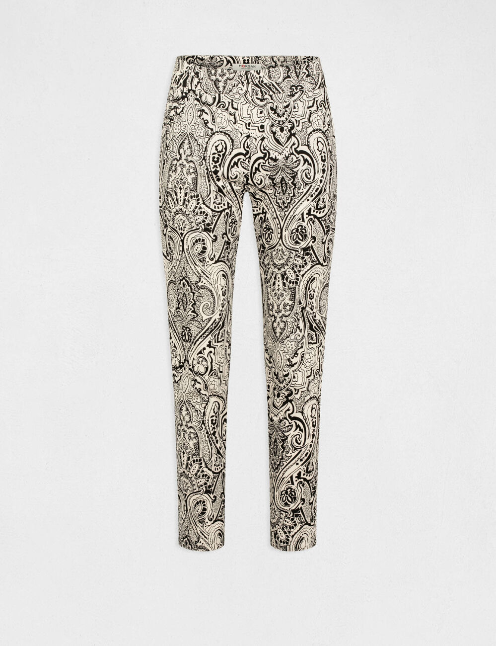 Pantalon ajust&eacute; imprim&eacute; cachemire noir femme