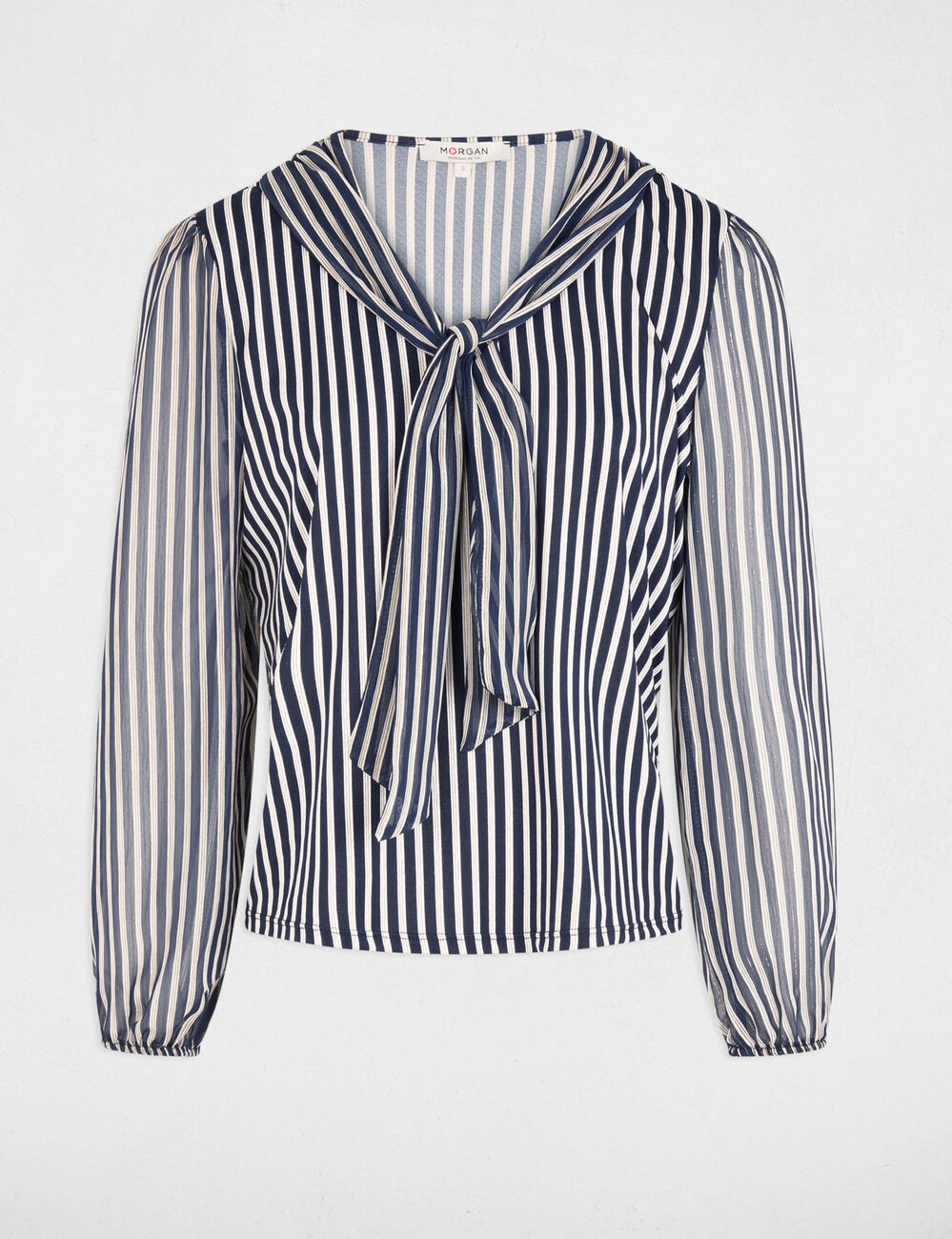 T-shirt met lavalli&egrave;rekraag helder wit vrouw