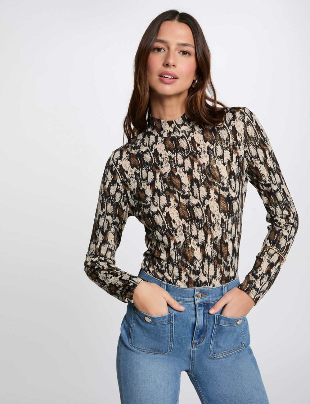 T-shirt met lange mouwen meerkleurig vrouw