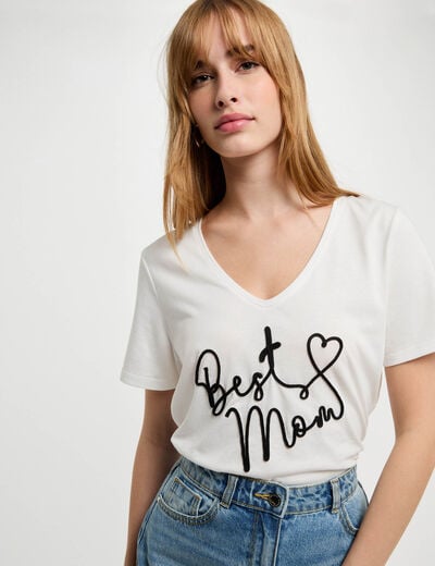 T-shirt à inscription blanc femme