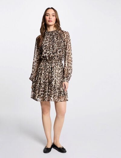 Robe courte droite imprimée multicolore femme