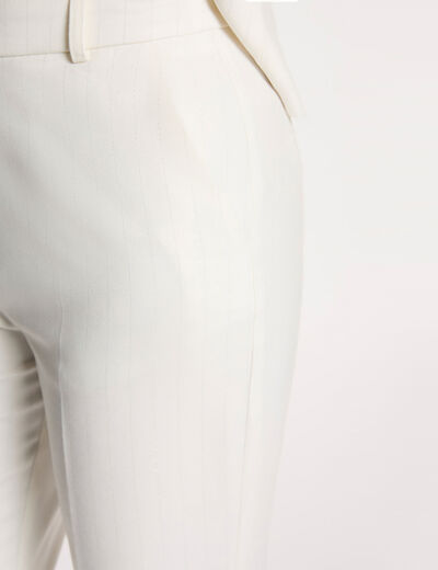 Hoge taille wijde broek helder wit vrouw
