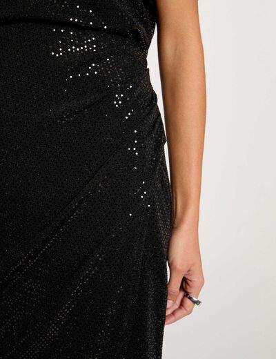 Jupe portefeuille ajustée noir femme