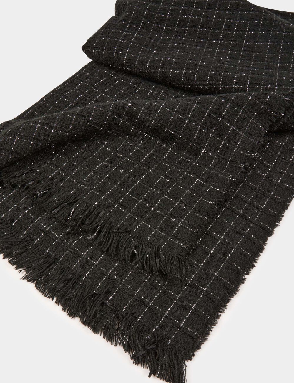 Écharpe tweed noir femme