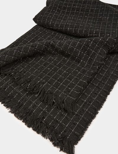 Écharpe tweed noir femme