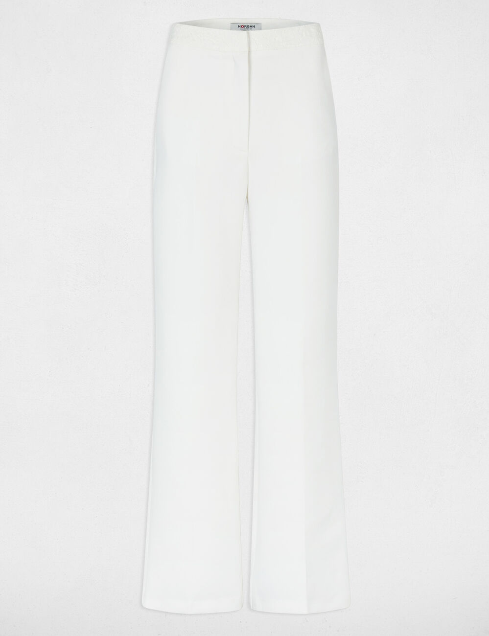 Pantalon large taille haute blanc femme