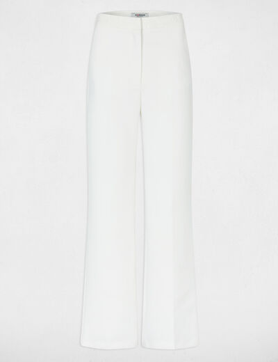 Pantalon large taille haute blanc femme