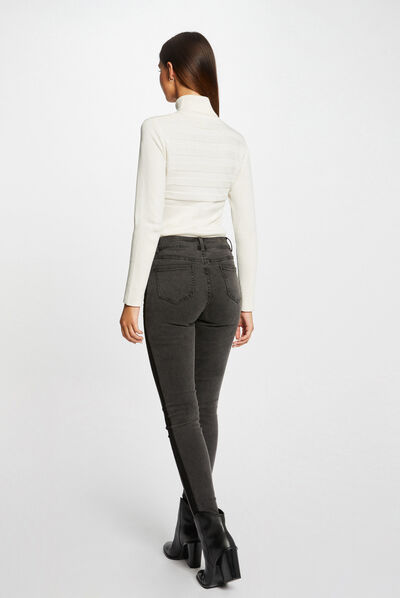 Skinny jeans met banden aan de zijkant mediumgrijs vrouw