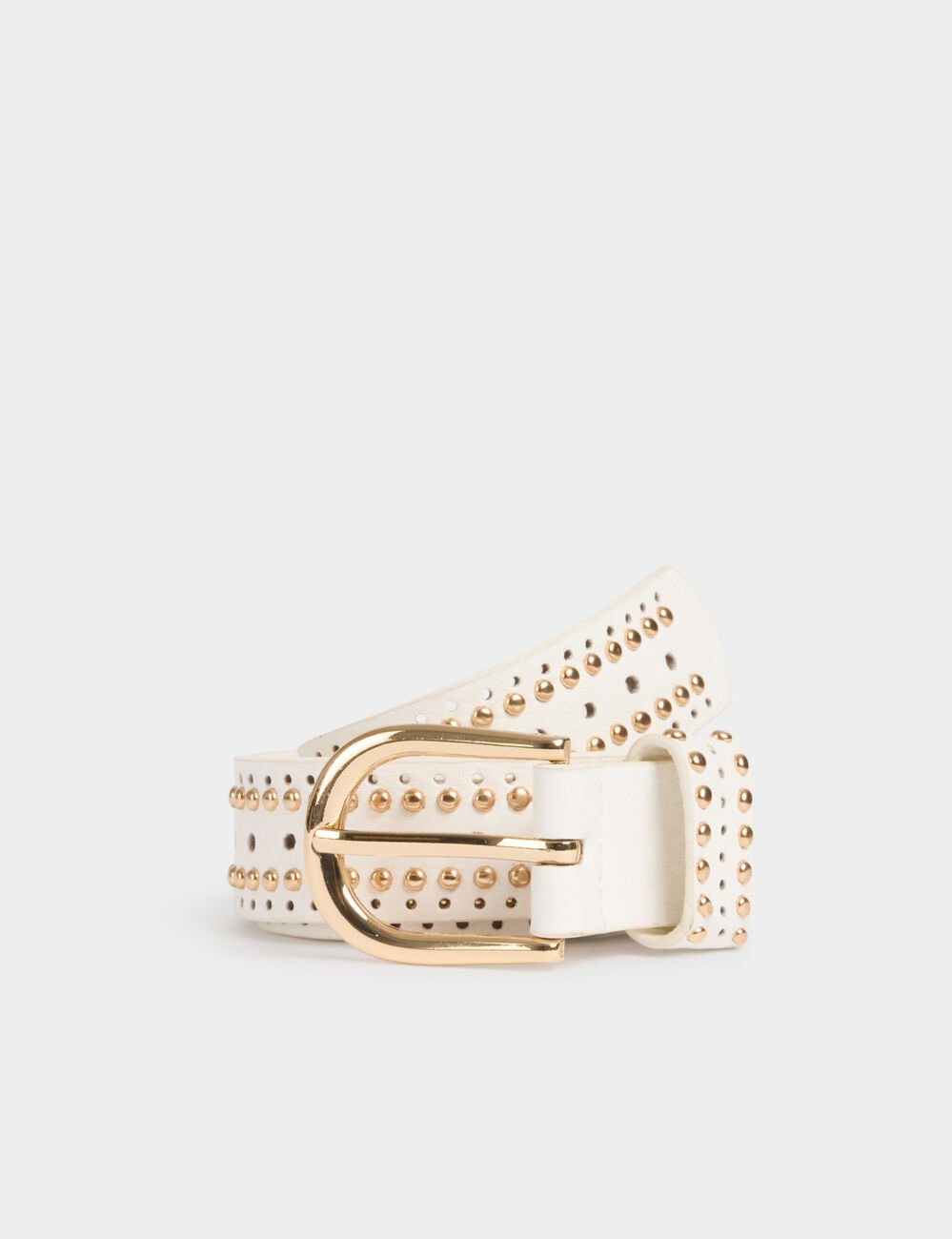 Ceinture avec clous et perforations blanc femme