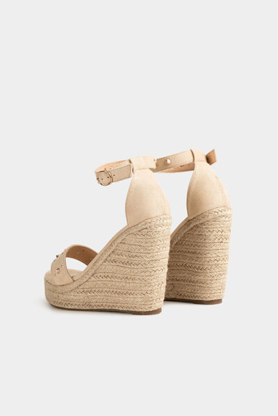 Sleehaksandalen met studs beige vrouw
