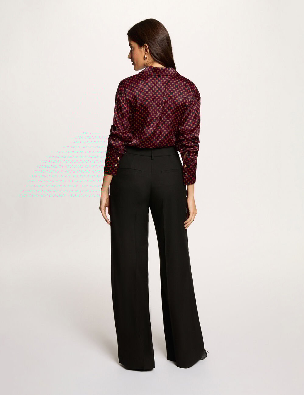 Pantalon large &agrave; pinces noir femme