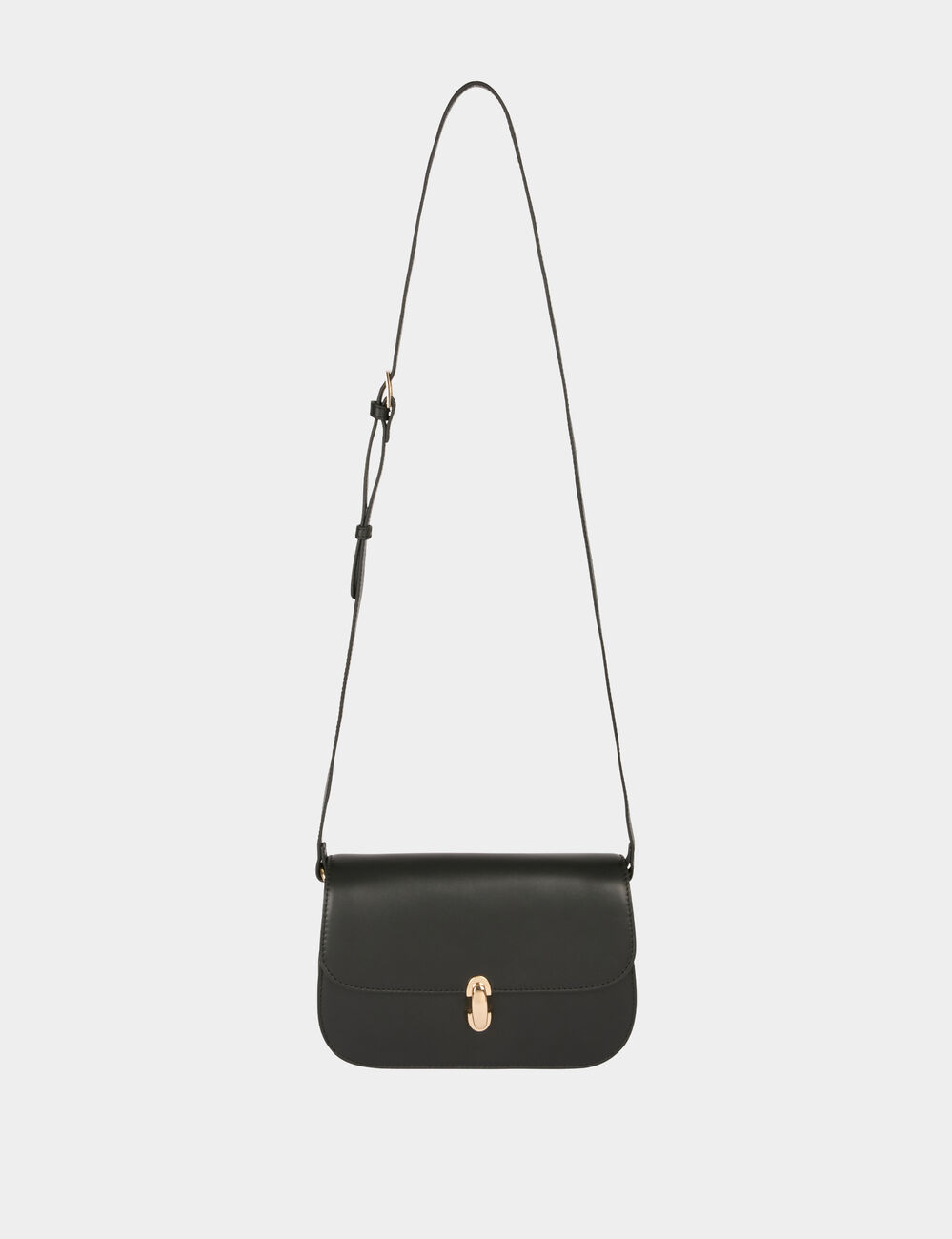 Sac bo&icirc;te bandouli&egrave;re en cuir noir femme