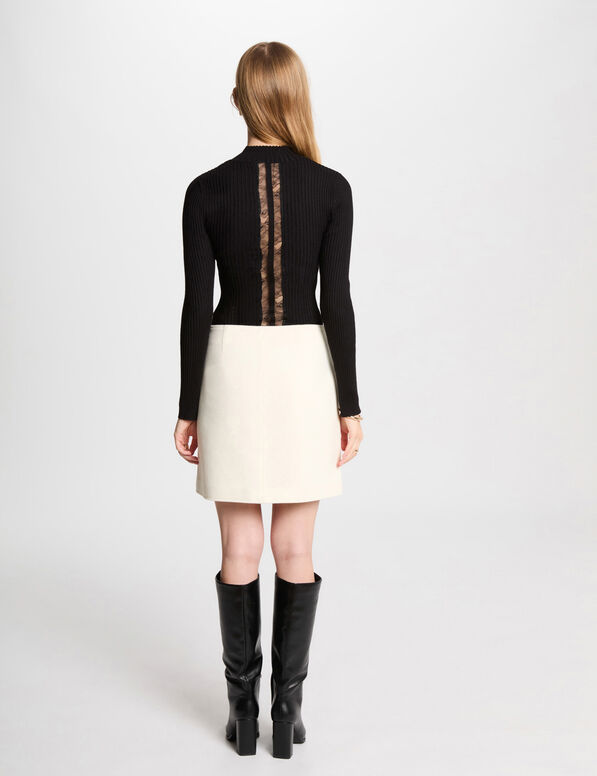 jupe droite zippee blanc femme Jupe droite zippée blanc femme