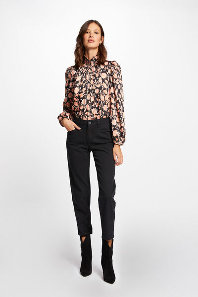 Rechte jeans standaard maat 7/8 zwart vrouw