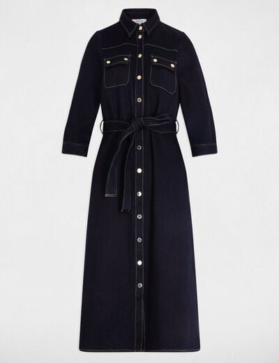Robe 3/4 boutonnée denim brut femme