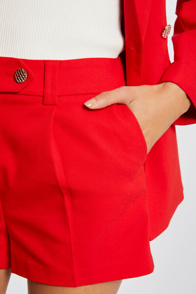 Short city droit taille standard rouge femme