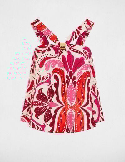 Top col montant multicolore femme