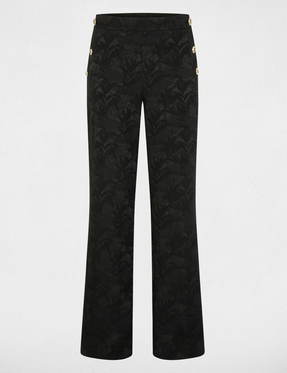 Slim-fit broek met hoge taille zwart vrouw