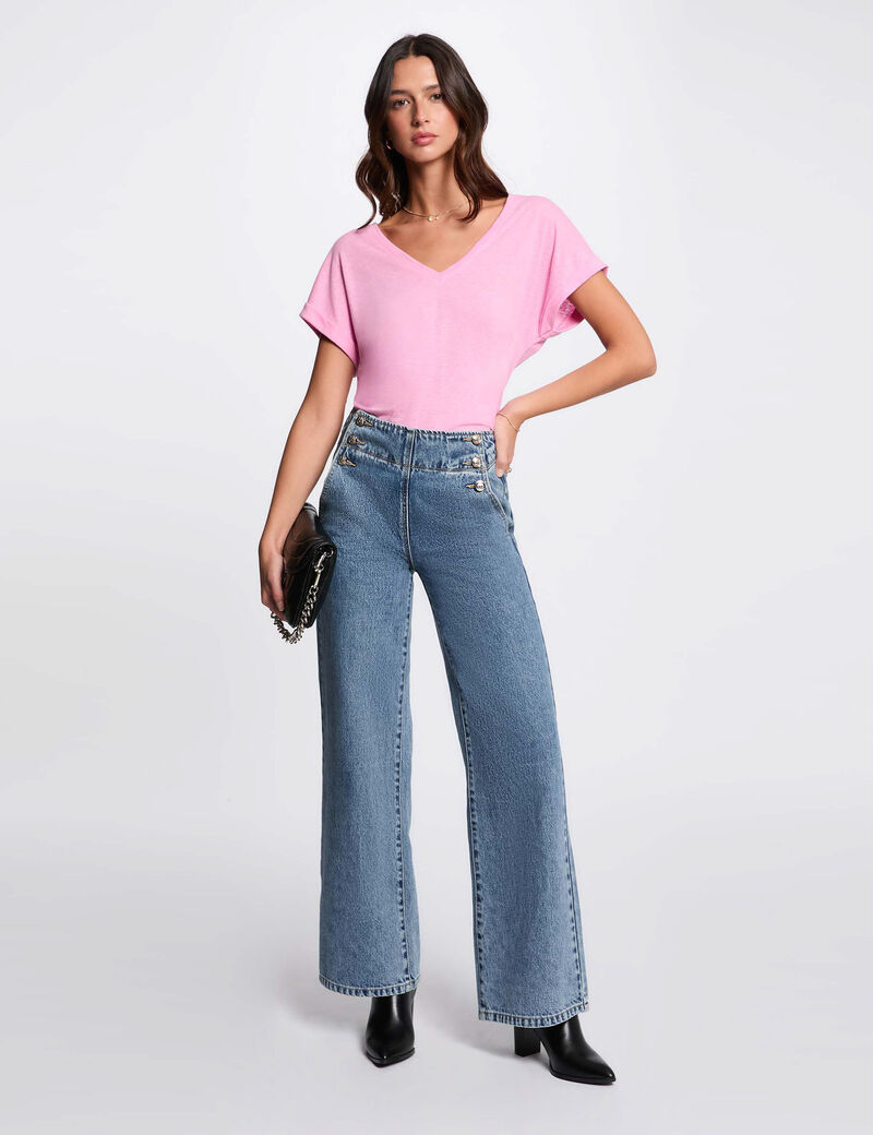 T-shirt manches courtes rose femme