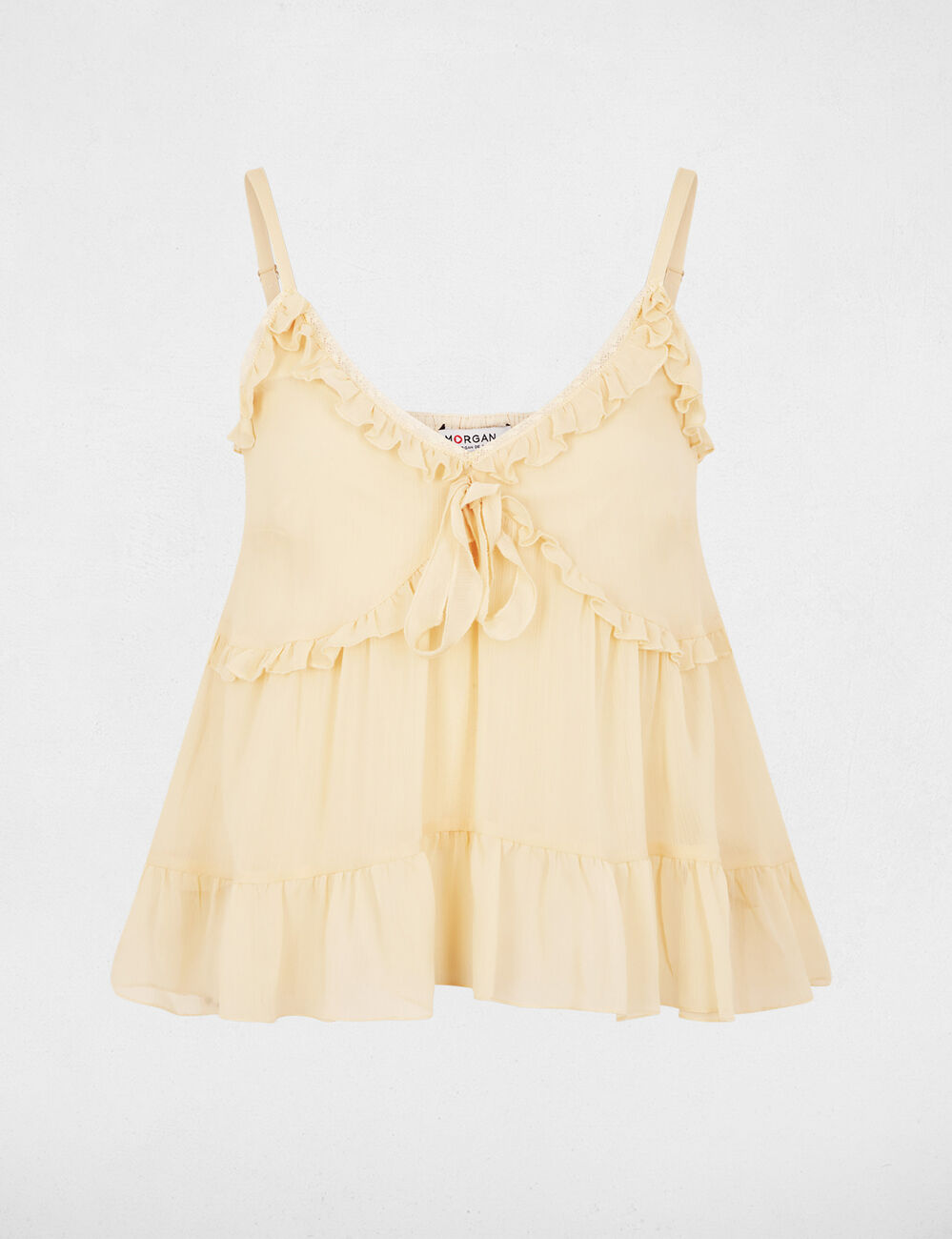 Top ajust&eacute; avec d&eacute;tails creme femme