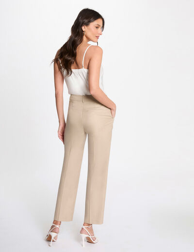 Pantalon droit marron clair femme