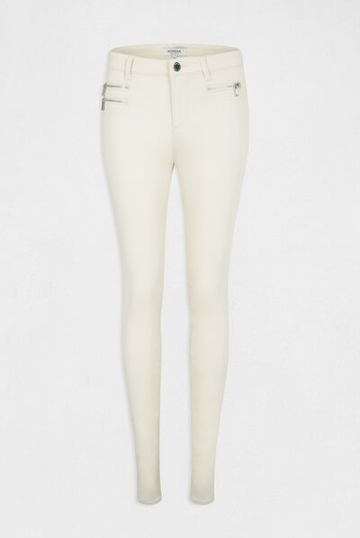 Slim-fit broek met stretcheffect ivoor vrouw