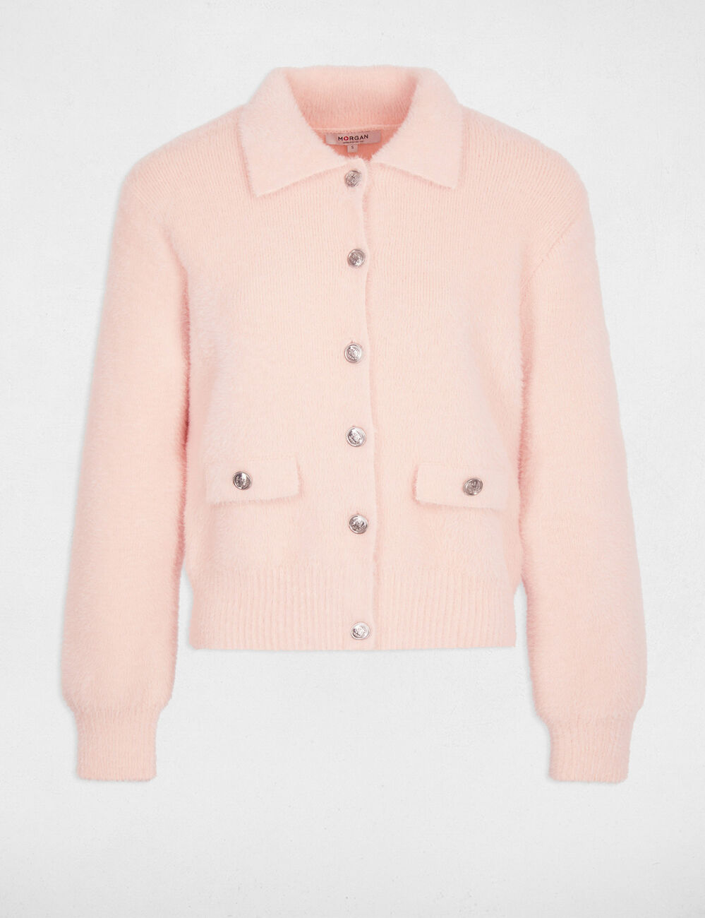 Veste fluide col à revers rose clair femme