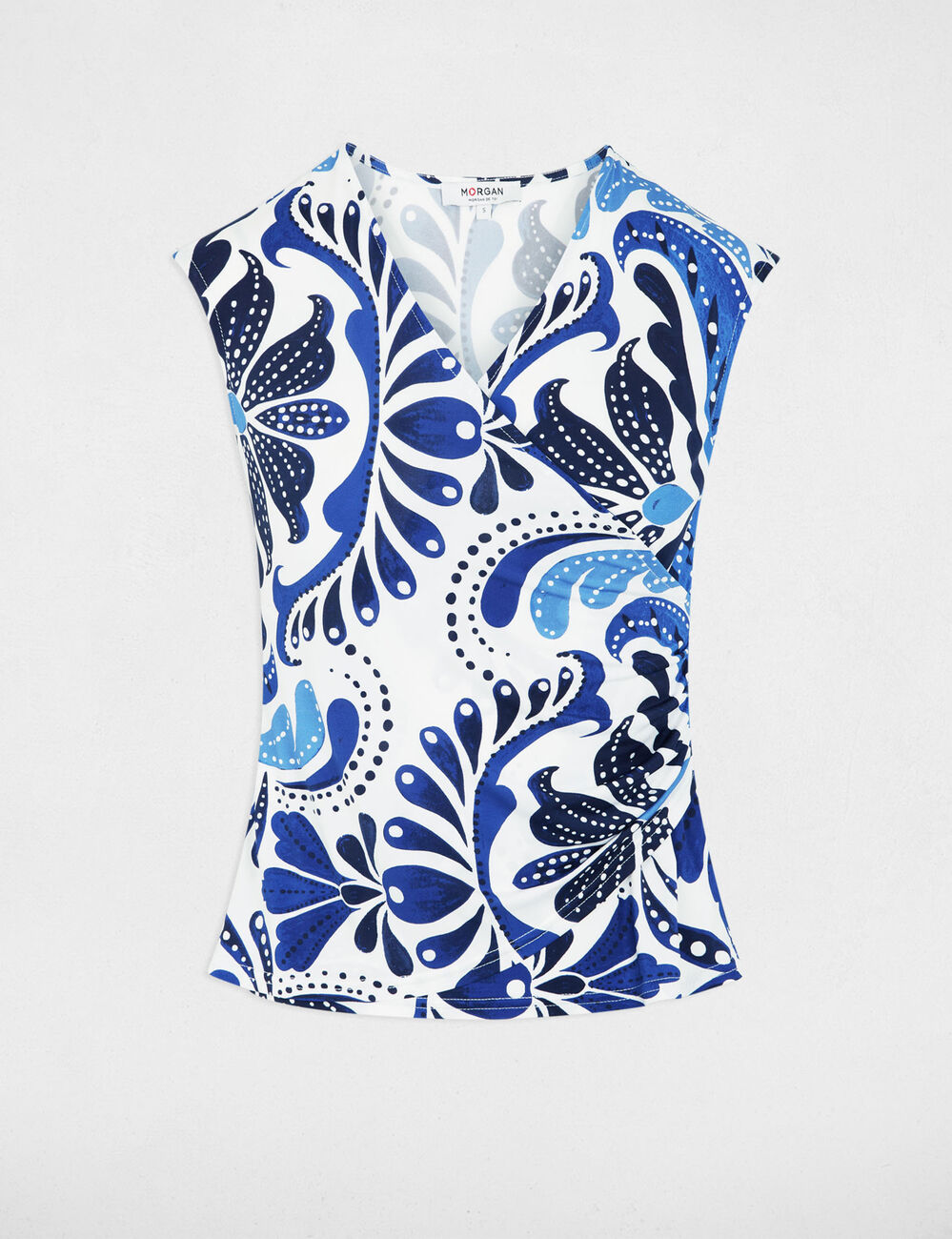 Getailleerd mouwloos T-shirt meerkleurig vrouw