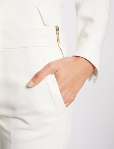 7/8 broek met ceintuur ivoor vrouw