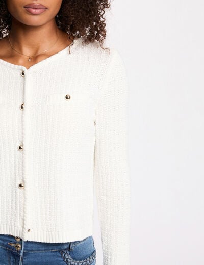 Gilet ajust&eacute; boutonn&eacute; blanc femme