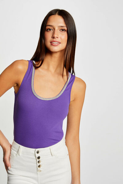 Tanktop met kraag met juweeldetails paars vrouw