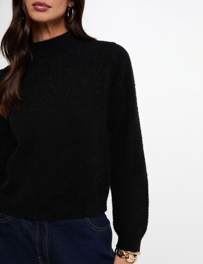 Pull col montant ajust&eacute; noir femme