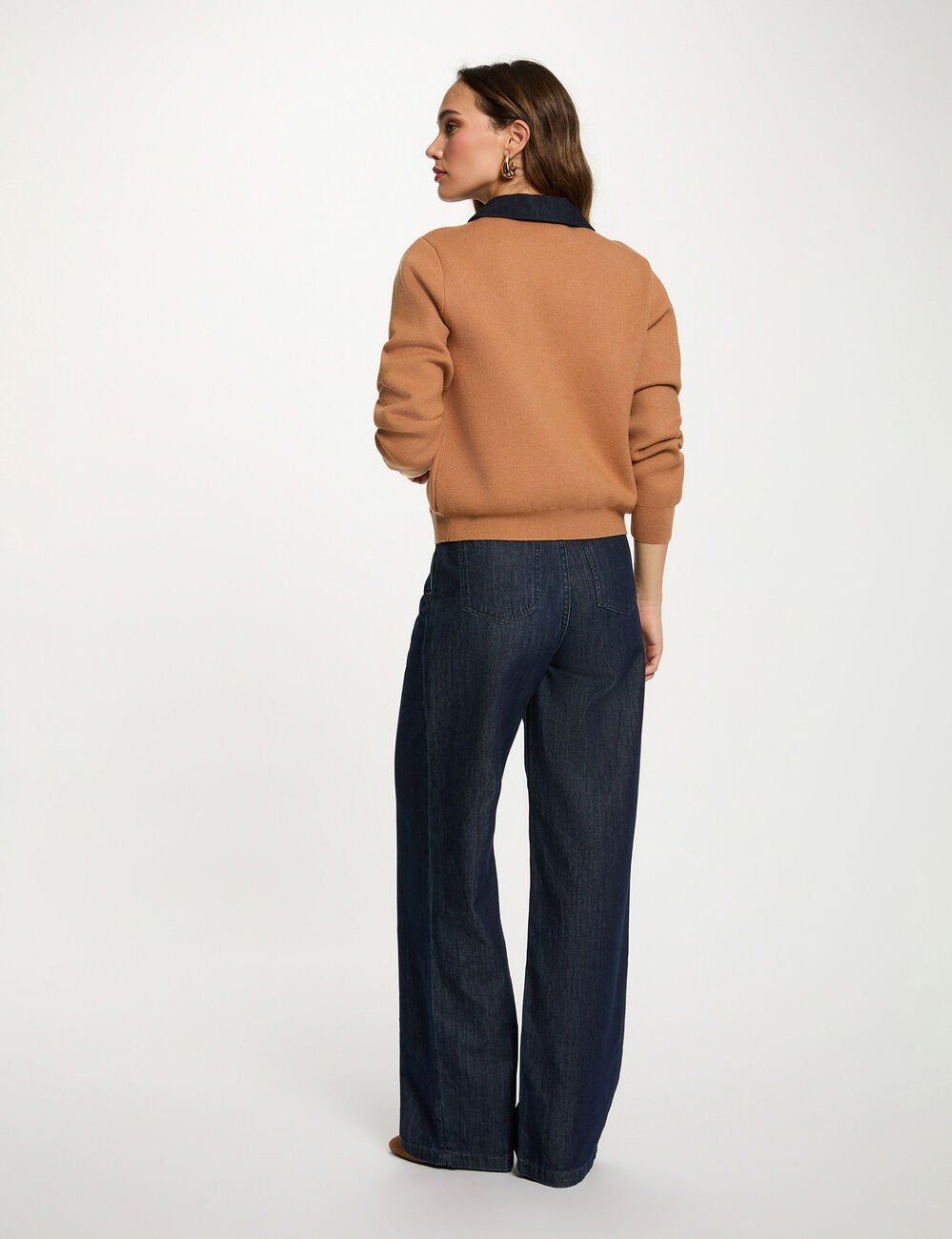 Kort vest met reverskraag beige vrouw