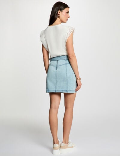 Jupe courte en jean denim bleach femme