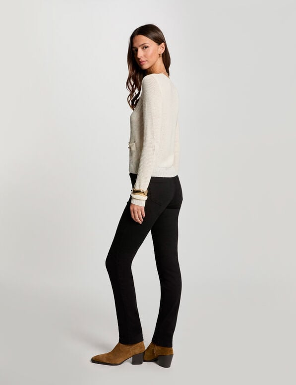 pull col rond ajoure ivoire femme Pull col rond ajouré ivoire femme