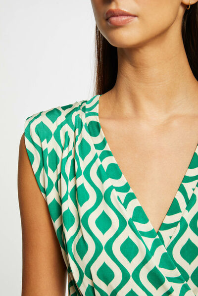 T-shirt met geometrische print groen vrouw