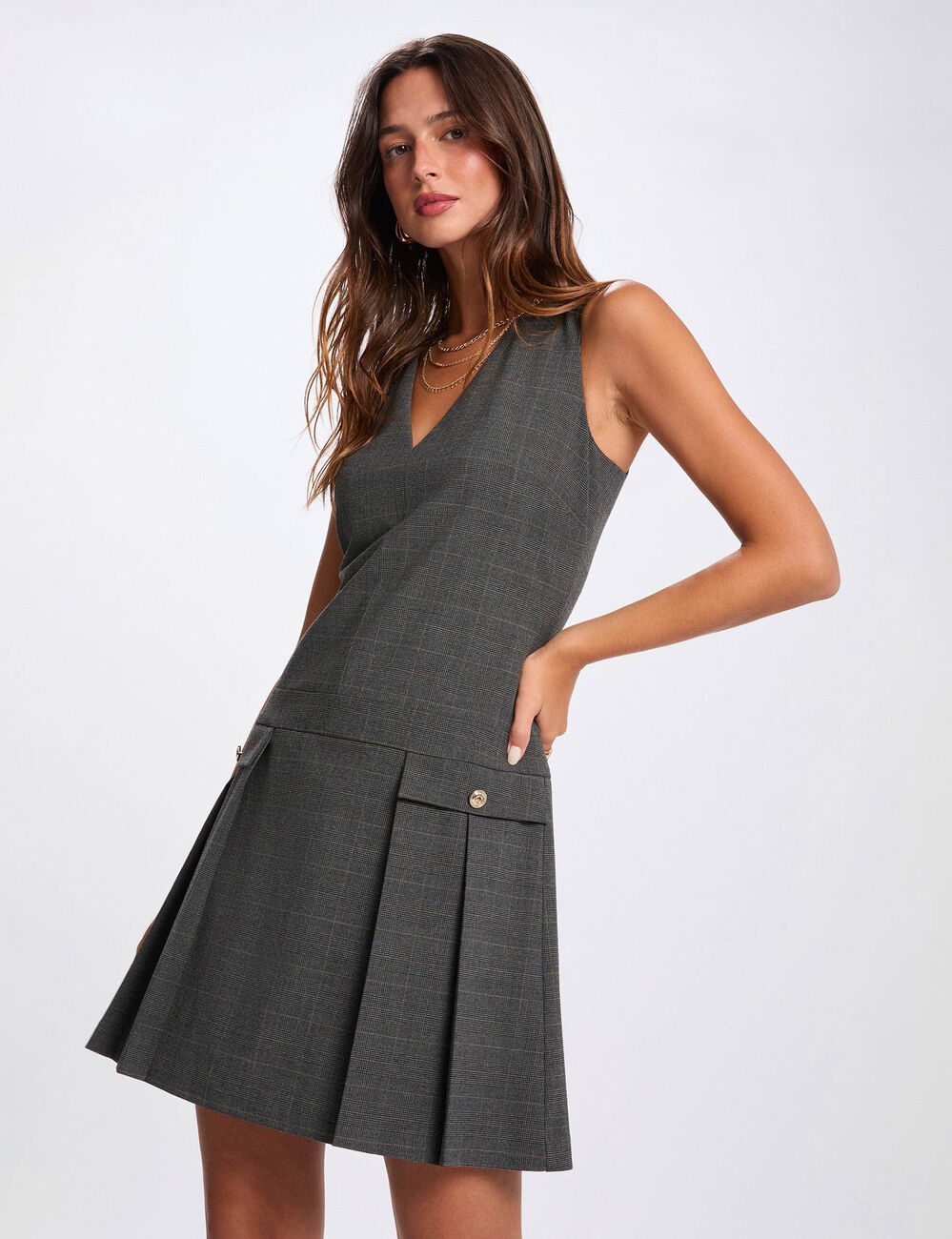 Robe chasuble ajustée gris moyen femme