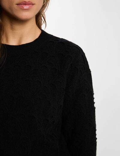 Pull col rond fantaisie noir femme