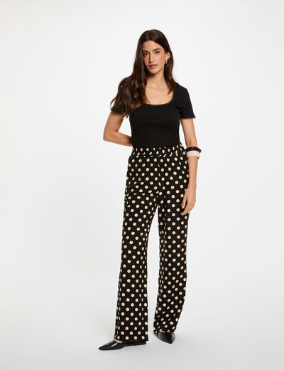 Hoge taille rechte broek zwart vrouw