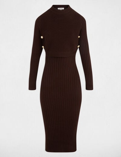 Robe 3/4 cintrée marron foncé femme