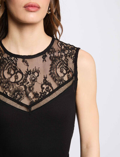 Mouwloos t-shirt zwart vrouw