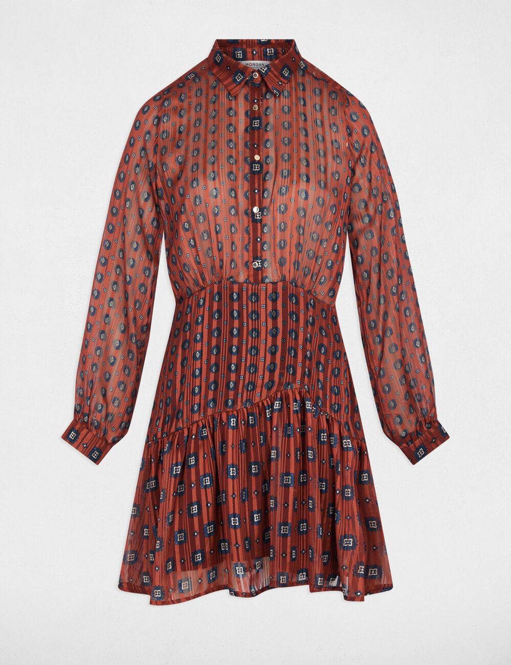Robe courte évasée multicolore femme