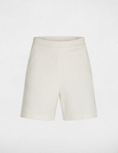 Short droit taille haute à pinces ecru femme
