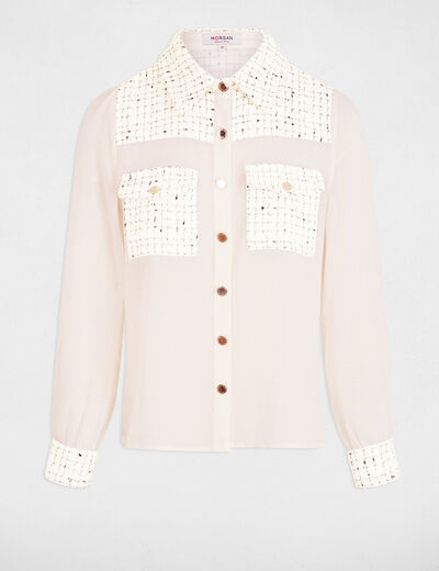 Chemise manches longues ivoire femme
